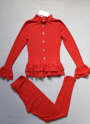 Мегакрутой костюм с рюшами в рубчик new collection италия