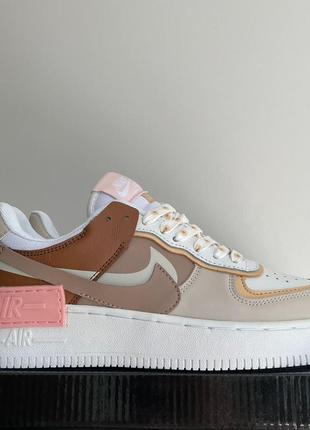 Кроссовки женские nike air force 1 low shadow, коричневые / серые, найк аир форс шадоу, кеды