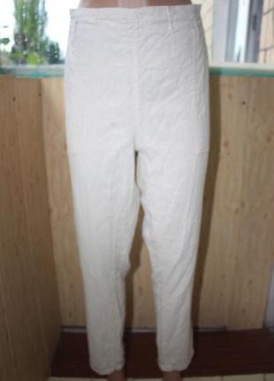 Знижка! стильні базові бежеві натуральні штани льон+віскоза