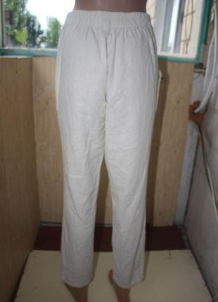 Скидка! стильные базовые бежевые натуральные штаны лён+вискоза6 фото