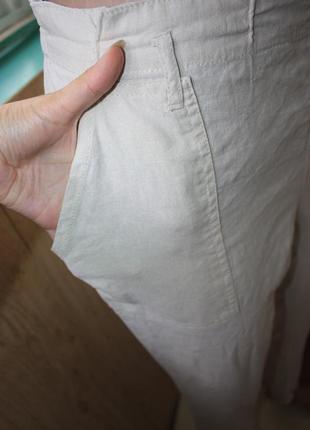 Скидка! стильные базовые бежевые натуральные штаны лён+вискоза3 фото