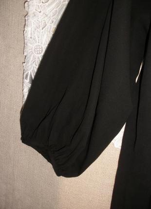 Чорна з мереживом широка вільна блуза об'єднання з'ємний рукав5 фото