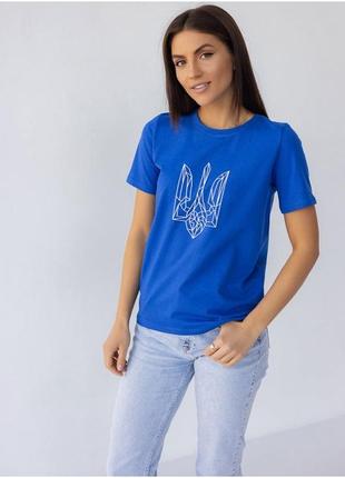 Футболка, синя футболка, синя футболка, футболка з гербом3 фото