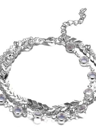 Жіночий потрійний браслет на ногу.ювелірний сплав