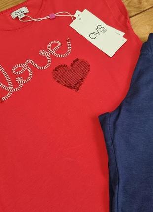 Комплект для дівчинки футболка і капрі, ріст 110, колір червоний, темно-синій2 фото