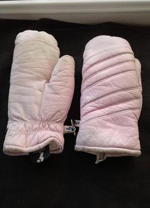 Брендові зимові рожеві термо рукавиці з екошкіри hayler німеччина нюанси1 фото