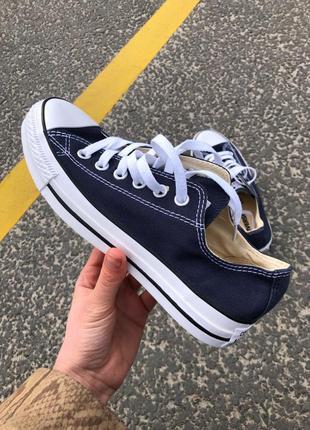 Converse low navy blue женские кеды конверс синие8 фото