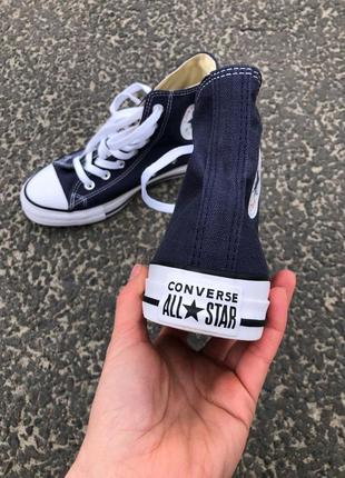 Converse hight navy blue высокие женские кеды конверс синие6 фото