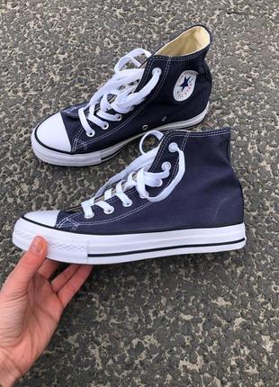 Converse hight navy blue високі жіночі кеди конверс сині9 фото