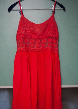 Платье коралловое с кружевом topshop1 фото