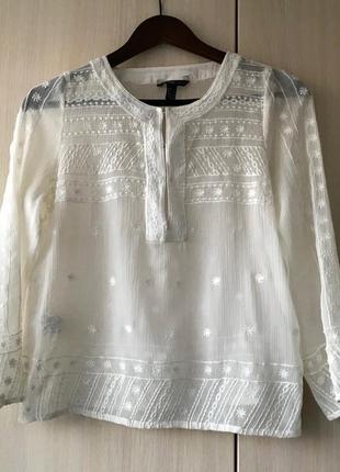 Белая блуза с вышивкой mango / s2 фото
