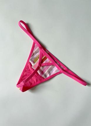 Рожеві смугасті стрінги в рубчик victoria's secret pink.4 фото