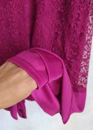 Летнее малиновое розовое кружевное мини миди платье сарафан f&f2 фото