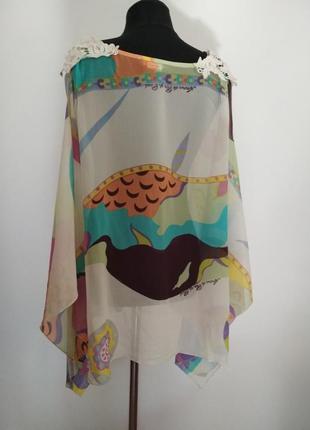 100% шёлк роскошная блузка шелковая блузка разлетайка с кружевом шовк супер качество!!!2 фото