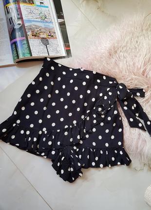 Крутые шорты юбка в горох zara на зспах с рюшами оборками1 фото