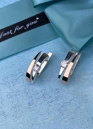 Срібні сережки з золотими накладками, 925, срібло