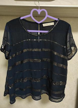 Блуза майка с пайетками abercrombie &amp;fitch с аистыми лютами