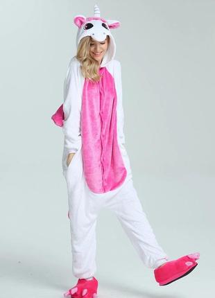 Пижама кигуруми для детей и взрослых розовый единорог | кенгуруми|