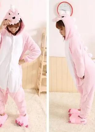 Пижама кигуруми для детей и взрослых розовый дракон | кенгуруми|