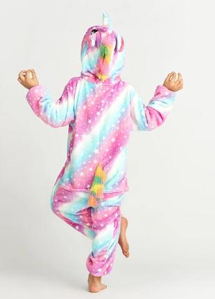 Пижама кигуруми для детей и взрослых галактический единорог на пуговицах | кенгуруми|6 фото