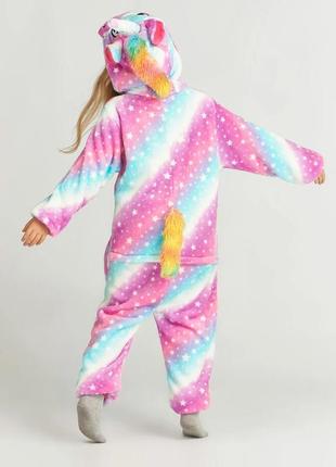 Пижама кигуруми для детей и взрослых галактический единорог на пуговицах | кенгуруми|4 фото