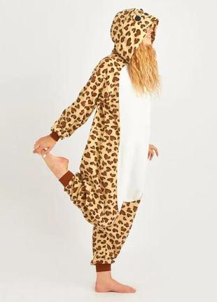 Пижама кигуруми для детей и взрослых леопард желтый | кенгуруми|10 фото