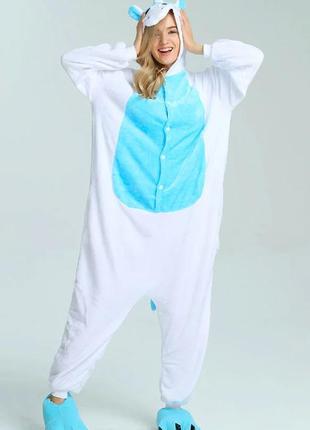 Пижама кигуруми для детей и взрослых голубой единорог | кенгуруми|4 фото