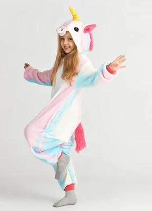 Пижама кигуруми для детей и взрослых радужный единорог пастель | кенгуруми|3 фото