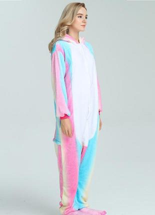Пижама кигуруми для детей и взрослых радужный единорог пастель | кенгуруми|7 фото