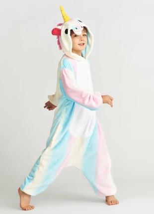 Пижама кигуруми для детей и взрослых радужный единорог пастель | кенгуруми|10 фото