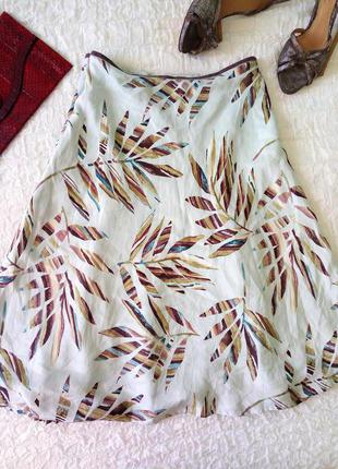 Нежнейшая шелковая юбка миди принт листья principles petite, р.36-382 фото