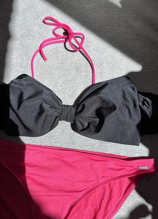 Роздільний купальник бант pink&black7 фото
