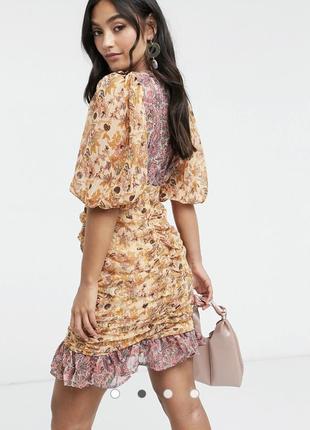 🔥‼️знижка‼️🔥 сукня міні з об'ємними рукавами і золотистої нитка3 фото