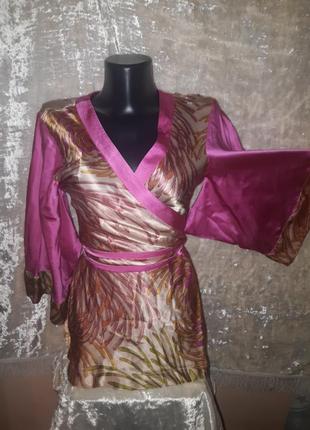 Шелковая блуза кимоно с астрами isha1 фото