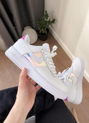 Nike air force 1 low white/silver new новинка жіночі трендові білі голографічні кросівки найк форс весна літо осінь белые голографические кроссовки2 фото