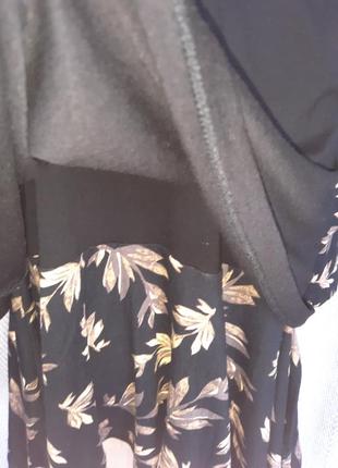95% вискоза. новое женское натуральное трикотажное вискозное платье, черное мелкий цветок туника7 фото