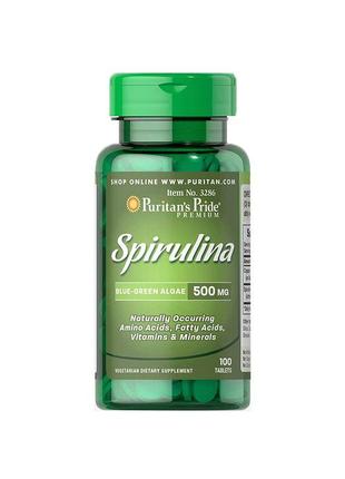 Спіруліна puritan's pride spirulina 500 мг 100 таб.