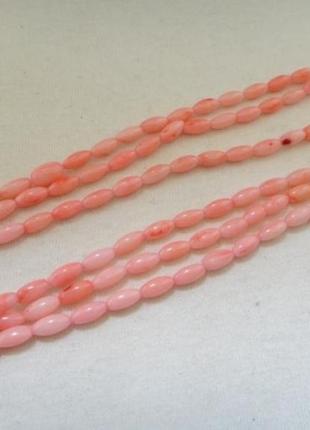 Намисто з натурального рожевого корала форма циліндр бочонок