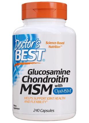 Doctor's best, глюкозамин, хондроитин и мсм с optimsm, 240 вегетарианских капсул