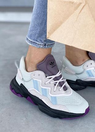 Adidas ozweego violet трендові жіночі кросівки адідас блакитні фіолетові женские фиолетовые голубые светлые кроссовки весна літо осінь