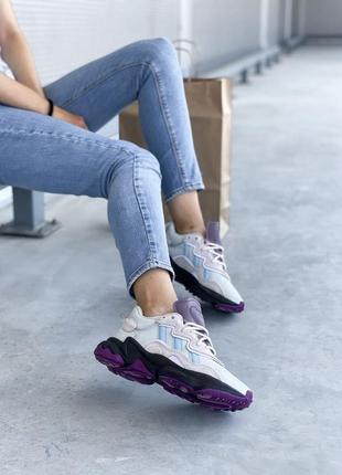 Adidas ozweego violet трендові жіночі кросівки адідас блакитні фіолетові женские фиолетовые голубые светлые кроссовки весна літо осінь2 фото