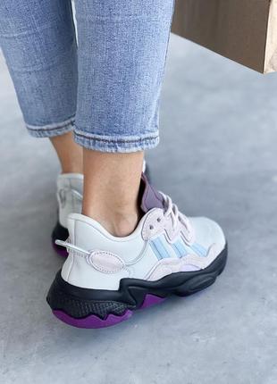 Adidas ozweego violet трендові жіночі кросівки адідас блакитні фіолетові женские фиолетовые голубые светлые кроссовки весна літо осінь7 фото