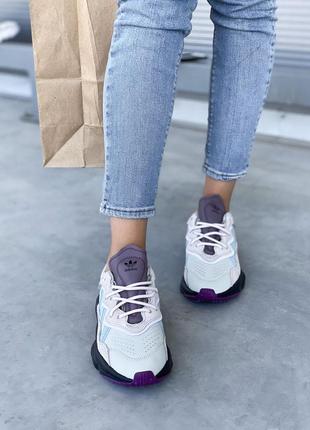 Adidas ozweego violet трендові жіночі кросівки адідас блакитні фіолетові женские фиолетовые голубые светлые кроссовки весна літо осінь5 фото