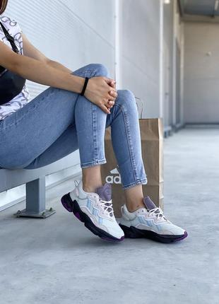 Adidas ozweego violet трендові жіночі кросівки адідас блакитні фіолетові женские фиолетовые голубые светлые кроссовки весна літо осінь10 фото