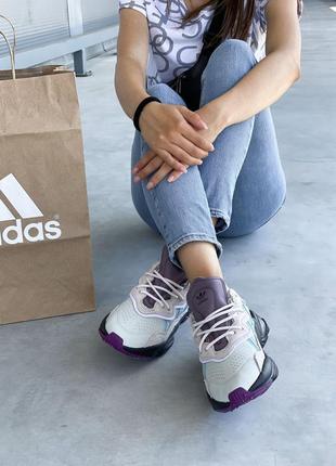 Adidas ozweego violet трендові жіночі кросівки адідас блакитні фіолетові женские фиолетовые голубые светлые кроссовки весна літо осінь4 фото