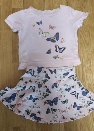 Нежный костюм летний юбка и футболка hm 98-104 см