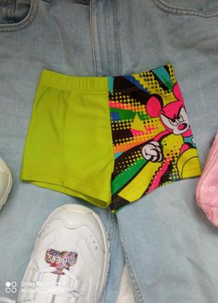 Оригинальные плавки disney, яркие, с микки маус, 98-104см