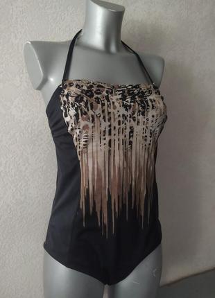 14/46-48/м-l,англія!цільний чорний купальник балконет з ефектом утяжки,новий
