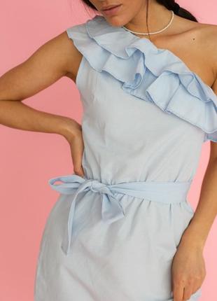 Сукня міні з воланами на одне плече8 фото