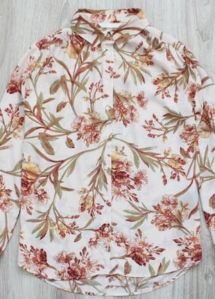Бежевая блуза в цветочный принт hm2 фото